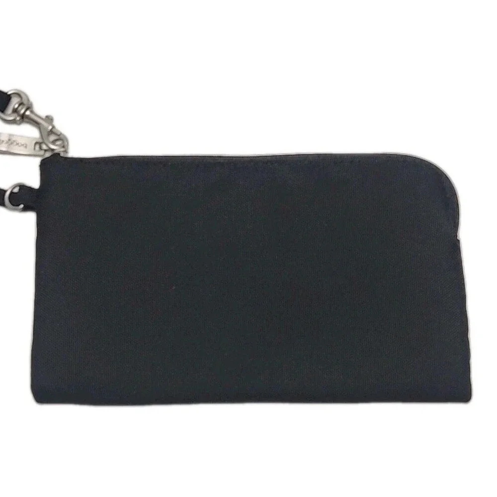 Baggallini Wristlet Wallet Card Slots RFID Nylon Black Flat Zip Small 7.5